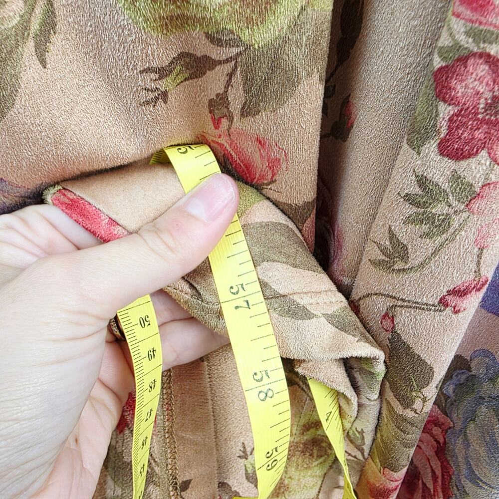 Orange Creek Maxi Dress Medium Suede Tan Floral 3/4 Sleeve Cottagecore Romantic - Picture 13 of 13